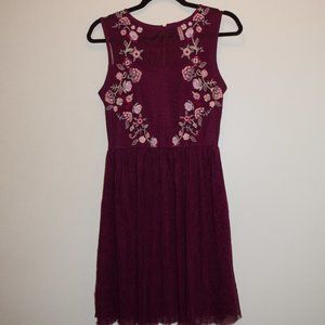 Minimal Mesh and Floral Purple Dress
